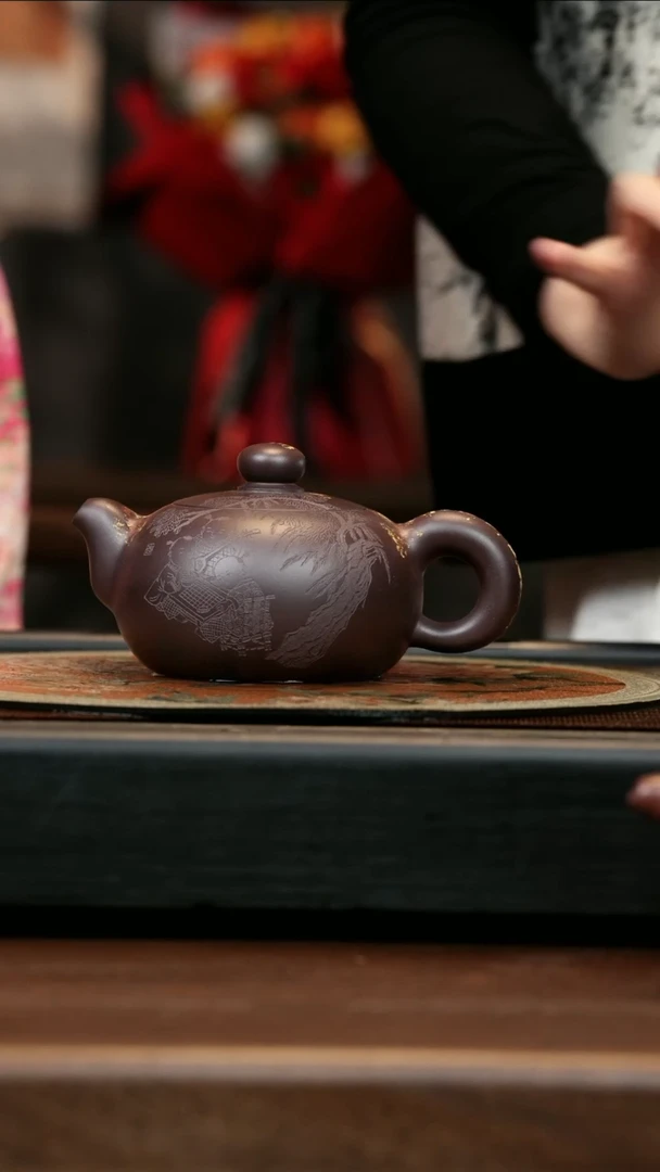 【闪购商品】紫砂茶壶ZCP 黑墩头 胖芙蓉珠 350cc