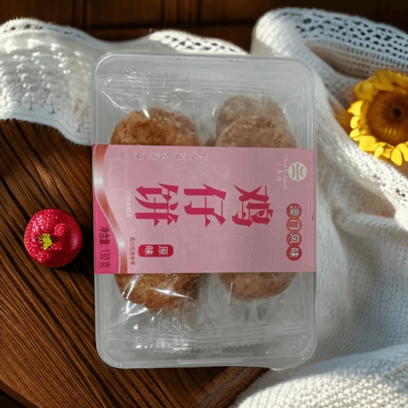 D港澳风味特产手信三奥源 原味鸡仔饼130克独立包装营养食用烘烤