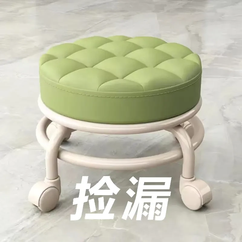 矮凳家用万向轮小凳子带滑轮圆凳美缝擦地凳儿童学步凳修脚换鞋凳