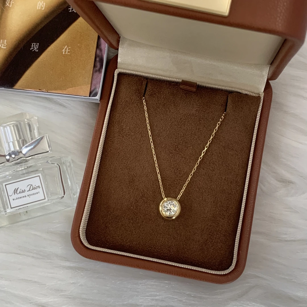 金名珠宝 18k金钻石穿孔泡泡颈饰简约百搭经典时尚