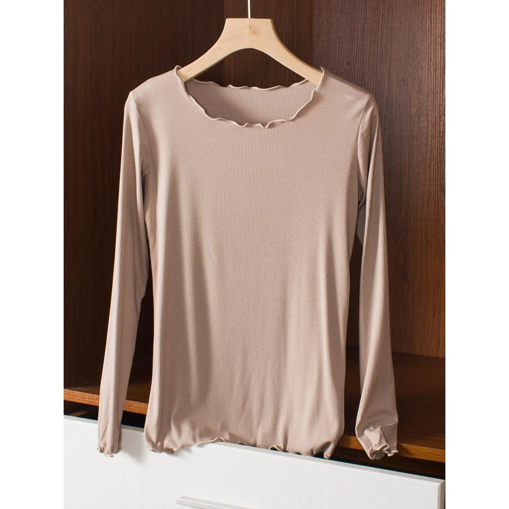 莫代尔胖人秋衣打底衫大码打底长袖上衣薄款女秋衣t恤女款爆款冬