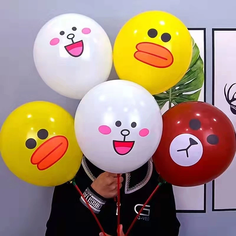 加厚10寸网红熊兔鸭可爱卡通甜心儿童气球街卖派对装饰玩具地推