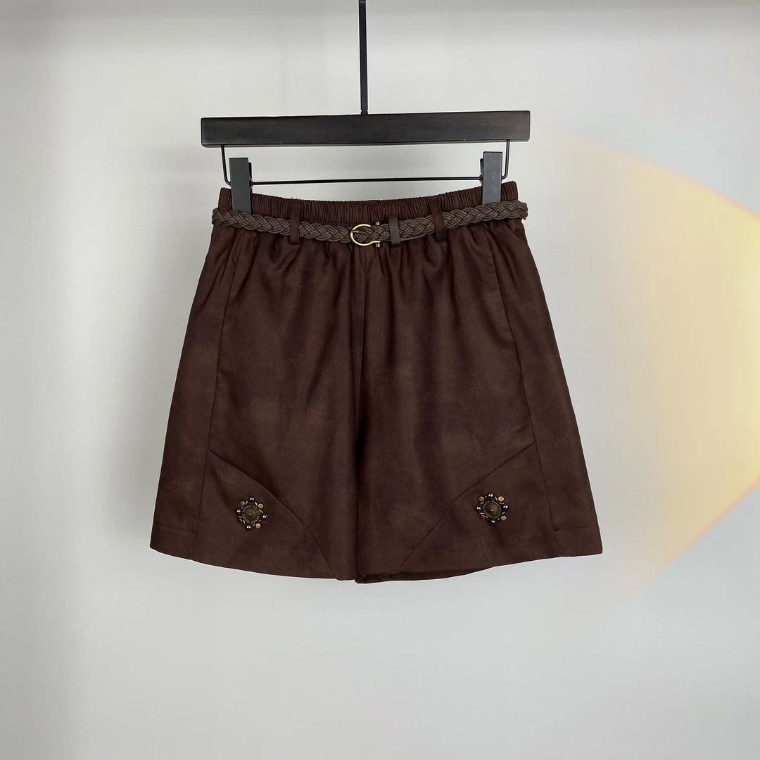 娜九月【生而自由】小青复古夏季植物染气质时尚百搭手工短裤99266