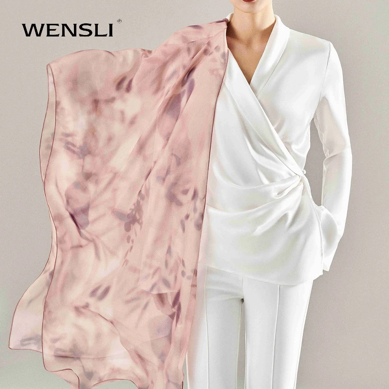 Wensli/万事利桑蚕丝丝巾女妈妈礼物披肩围巾礼盒礼物-幻影之光