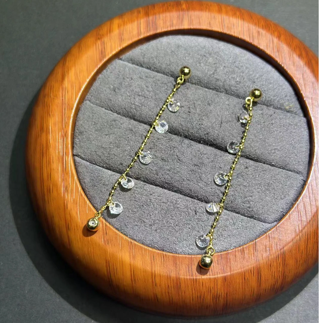 合金耳饰 【小石头珠宝】（小v）莫桑石耳饰0715-21