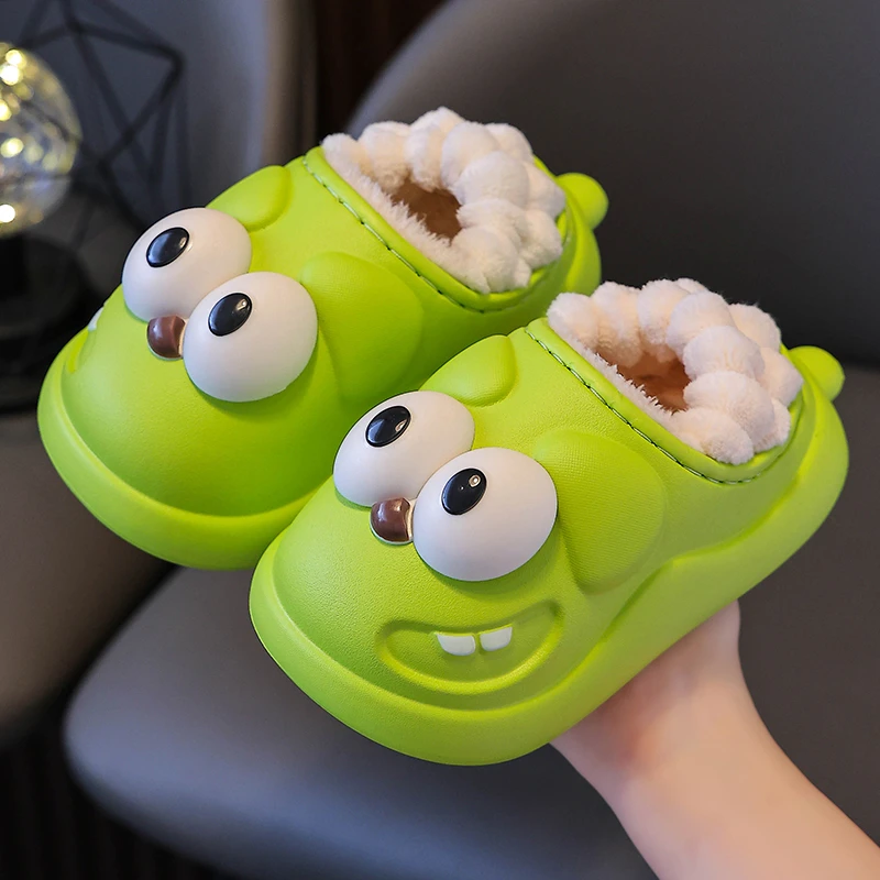 儿童棉拖鞋秋冬季男女童卡通可爱室内外防滑保暖亲子宝宝包跟拖鞋