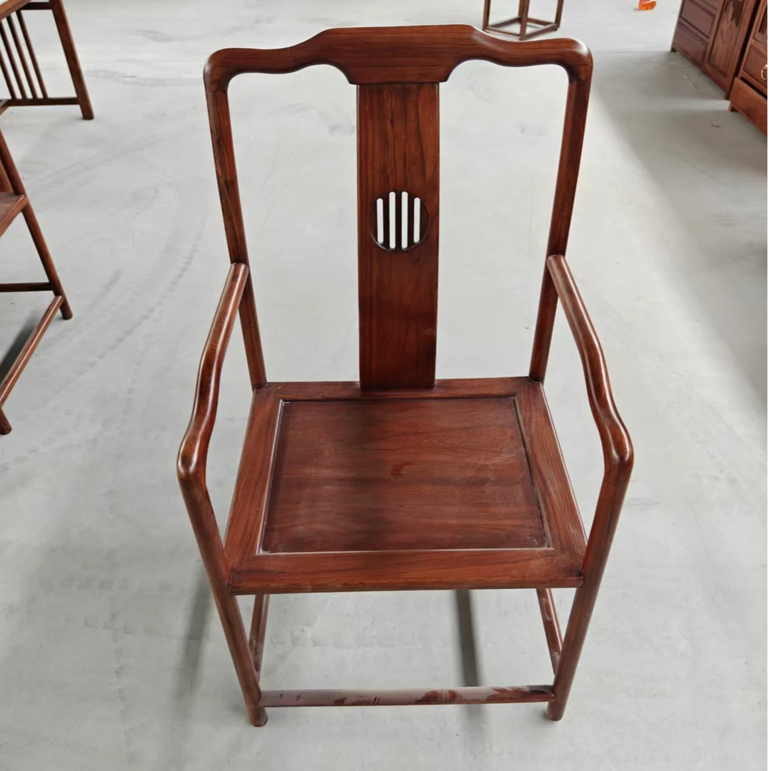 北方老榆木全原木实木明式新中式单背椅圈椅多款式榆木椅子凳子