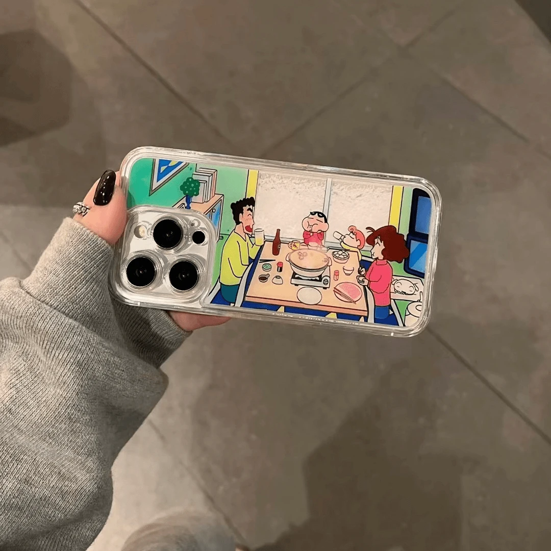 小新一家吃火锅适用于苹果15/14promax流沙手机壳简约手机壳
