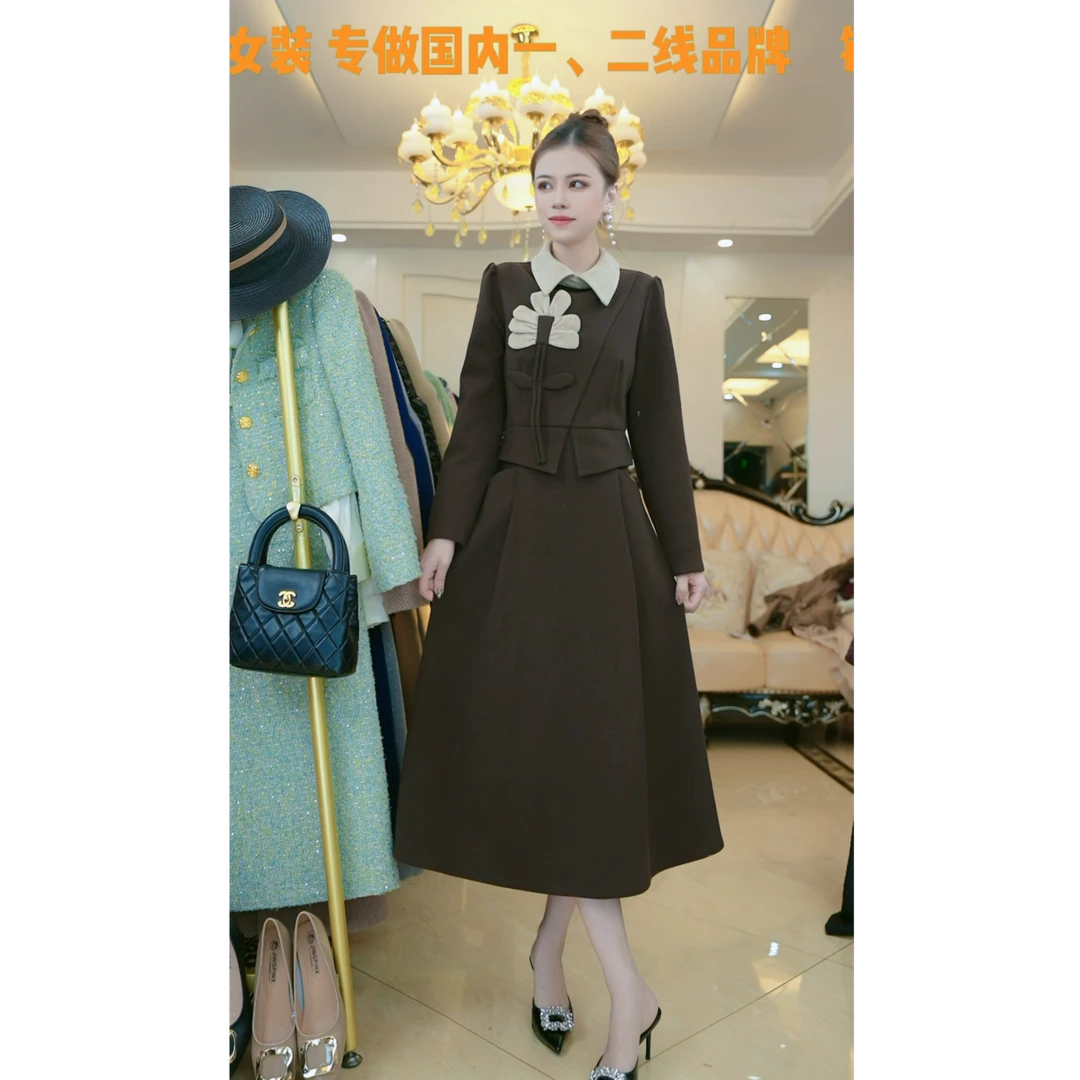 （赠送运费险）拼接假两件连衣裙女2024秋冬季新款洋气减龄显瘦6013