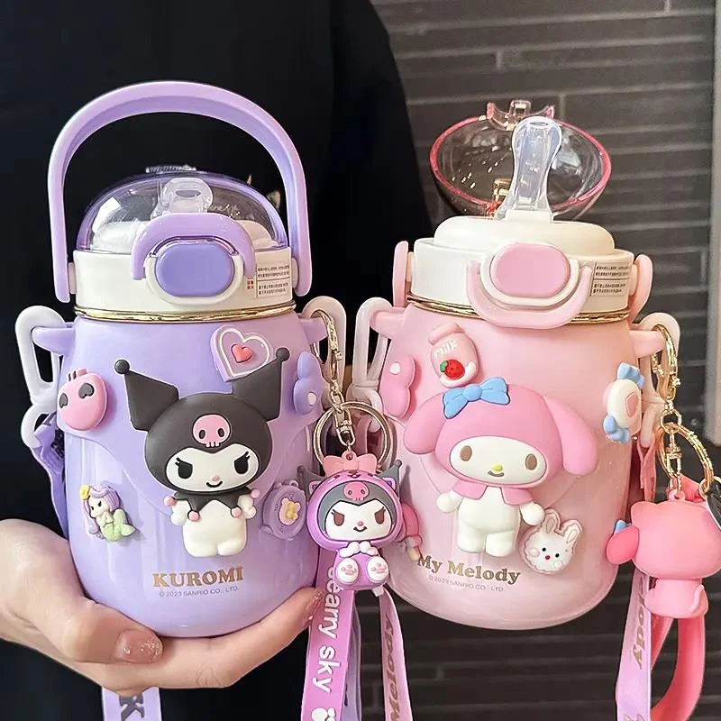 库洛米儿童保温杯学生316不锈钢大容量幼儿园上学专用便携大肚杯