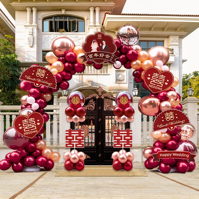 气球拱门支架结婚场景布置婚礼婚庆酒店门口场景装饰室外立柱路引