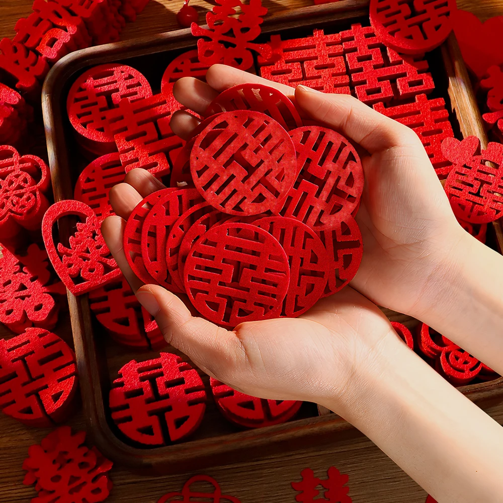 手抛喜字中式手撒小喜字迷你喜字贴喜庆新房布置婚房装饰婚庆用品