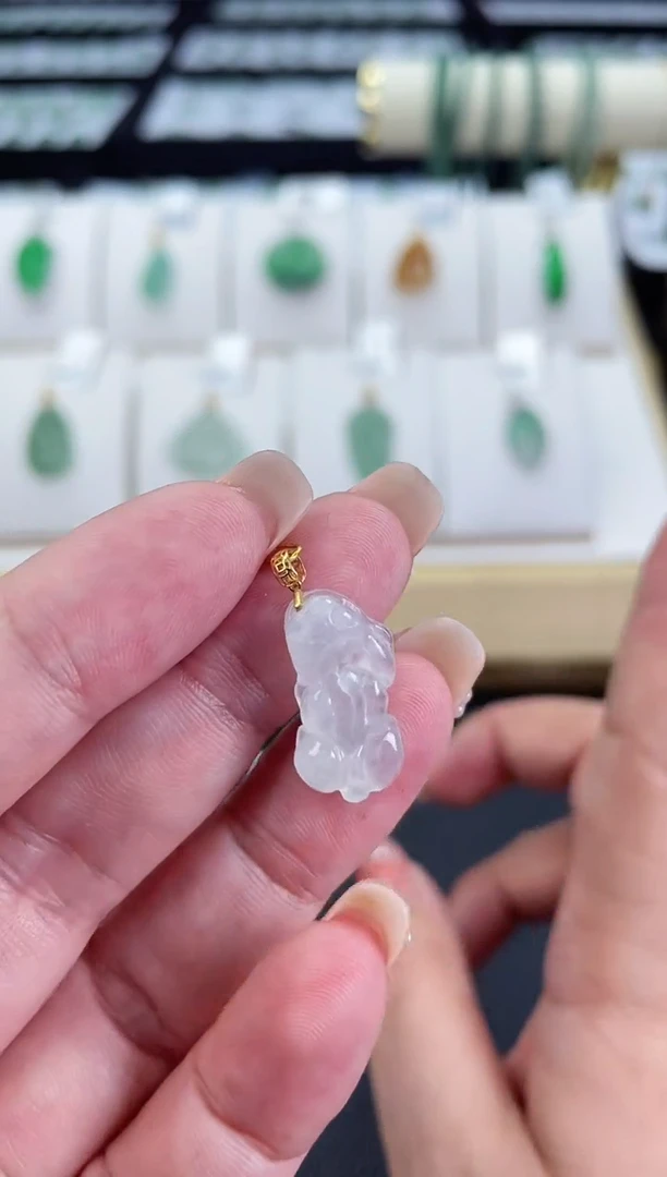 【闪购商品】翡翠颈饰18K金镶嵌18K金扣貔貅多人@@CMT399-1