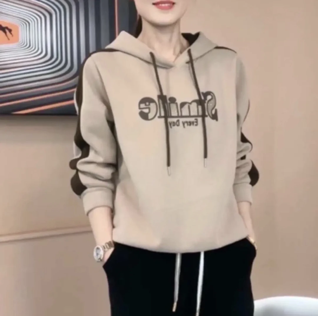 24年新款秋冬季高品质带帽女士卫衣爆款时尚小衫长袖打底衫绒衣