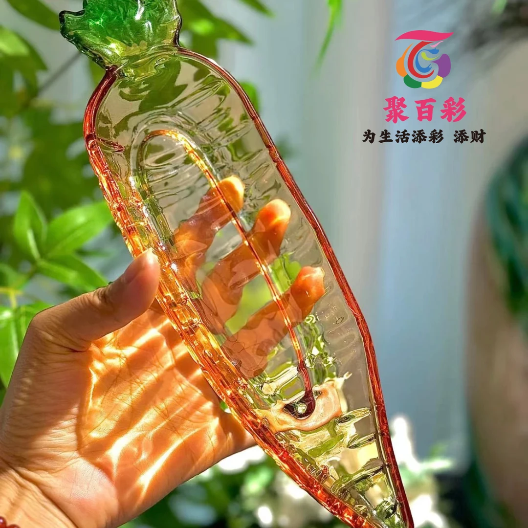 原创设计加厚无铅水晶玻璃胡萝卜果盘点心盘手工