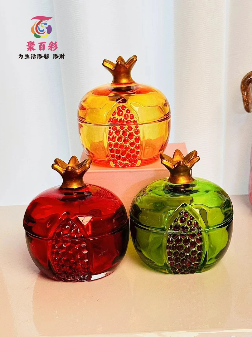 创意红色石榴收纳罐