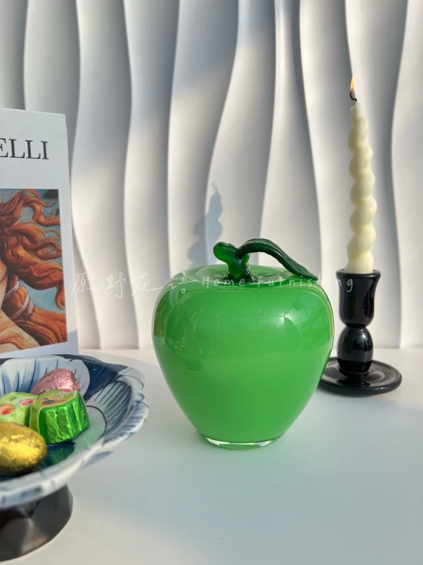现代琉璃苹果摆件客厅装饰高端创意艺术品