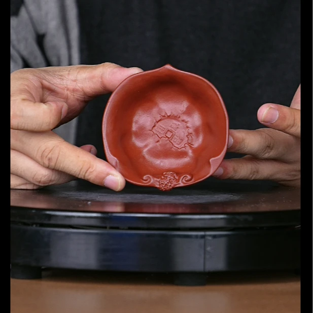 宜兴原矿紫砂纯手工茶宠茶玩--金蟾杯高温烧製