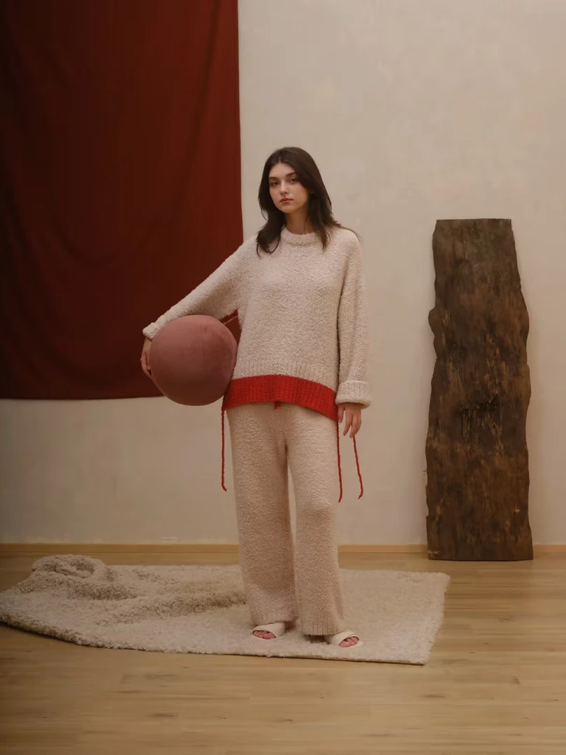 朵朵可可睡衣女2024秋冬季新款羽毛绒家居服套装