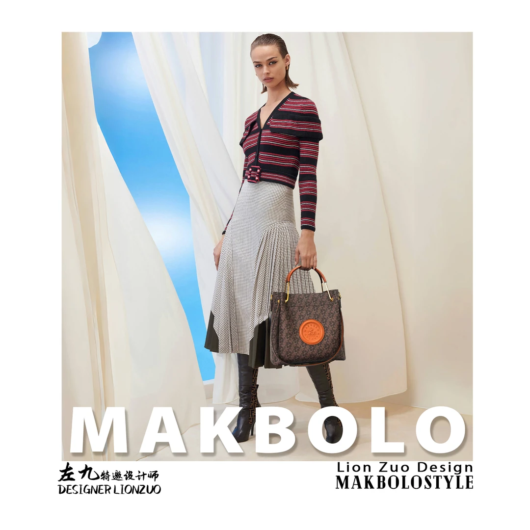 【左九设计师】新款时尚百搭高级感单肩斜跨女士包包MAK89168咖啡色