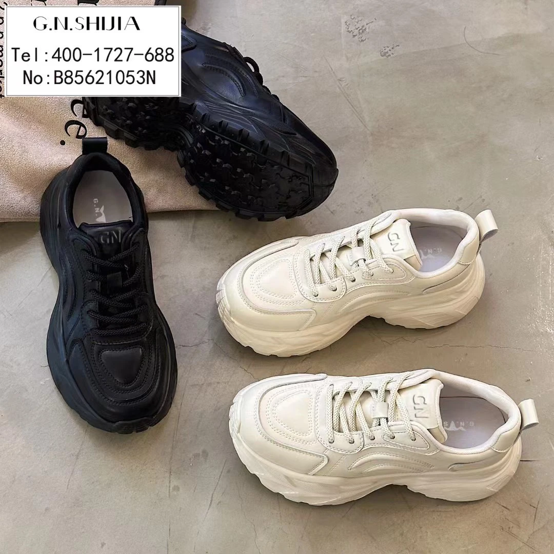 女鞋休闲老爹鞋韩版老爹鞋厚底系带百搭真皮秋季春季