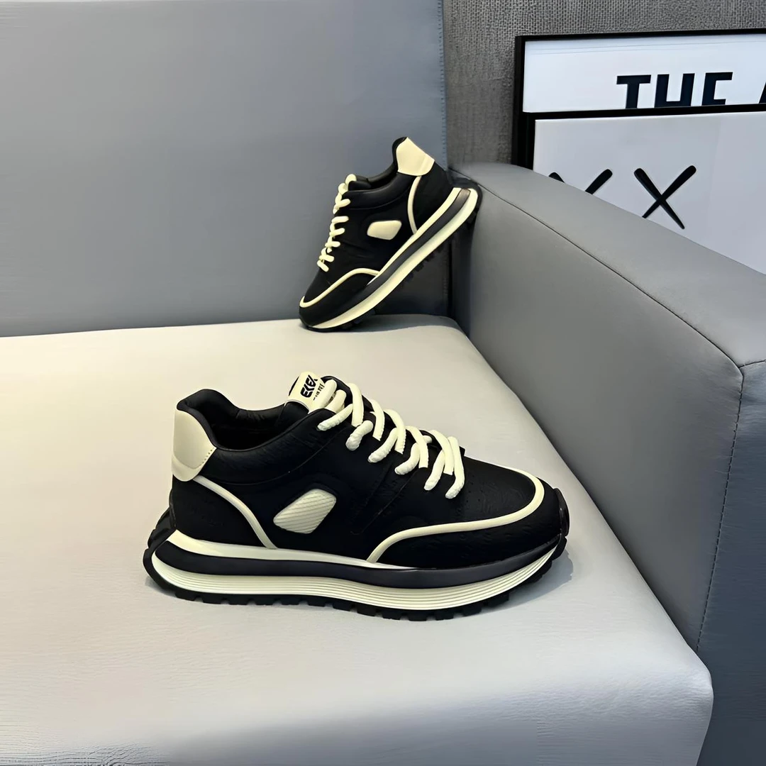 秋季新款男鞋厚底简约欧洲站轻奢百搭时尚舒适潮男男士韩版休闲鞋