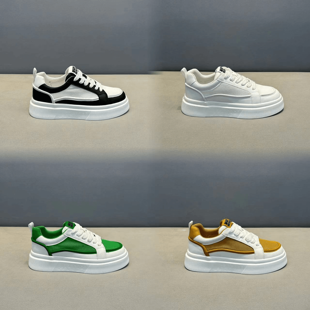 春夏新款男鞋透气网面平跟时尚休闲百搭系带潮男鞋（往小一码拍）