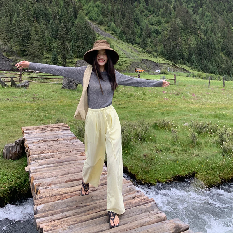 【皱皱慵懒裤】RARE ME轻薄吸湿透气速干防晒休闲阔腿裤女