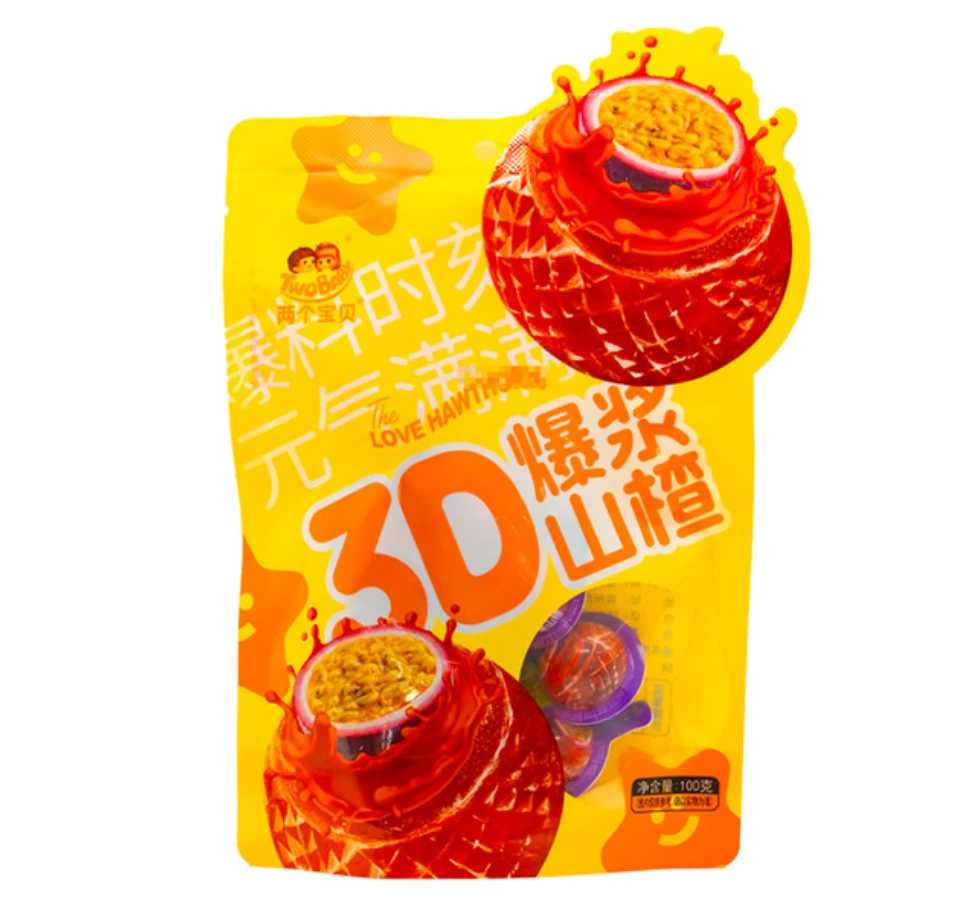 两个宝贝 爆浆百香果山楂 山楂蜜饯酸甜零食休闲零食 100g/袋