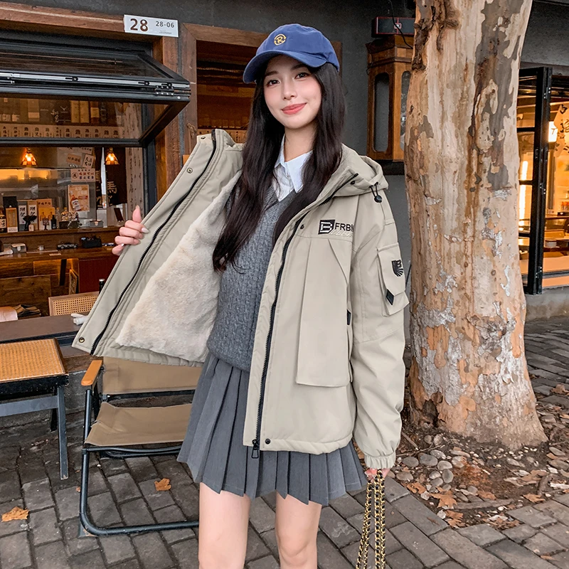 棉衣棉服学院风休闲连帽派克服女2024冬季新款高级感宽松百搭