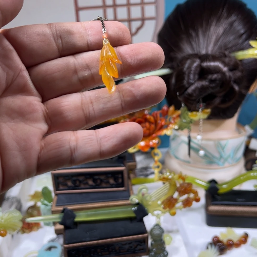 蛇纹石玉发簪未镶嵌E****g