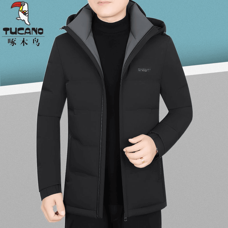 啄木鸟正品高档男士羽绒服可脱帽白鸭绒加厚休闲男装外套男冬季