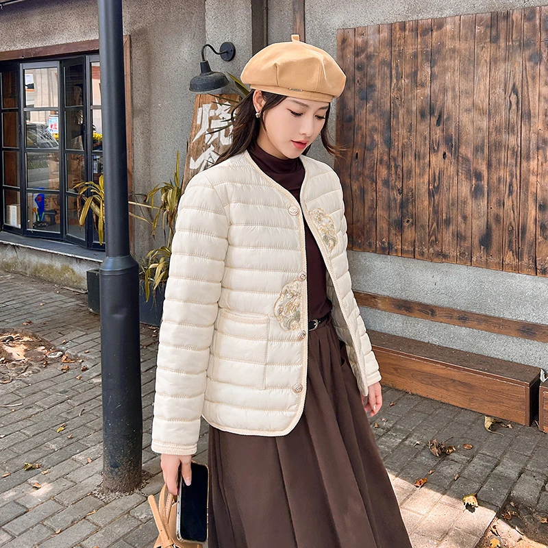 新款秋冬时尚显瘦韩版百搭小香风外套潮流中国风女士休闲短棉袄
