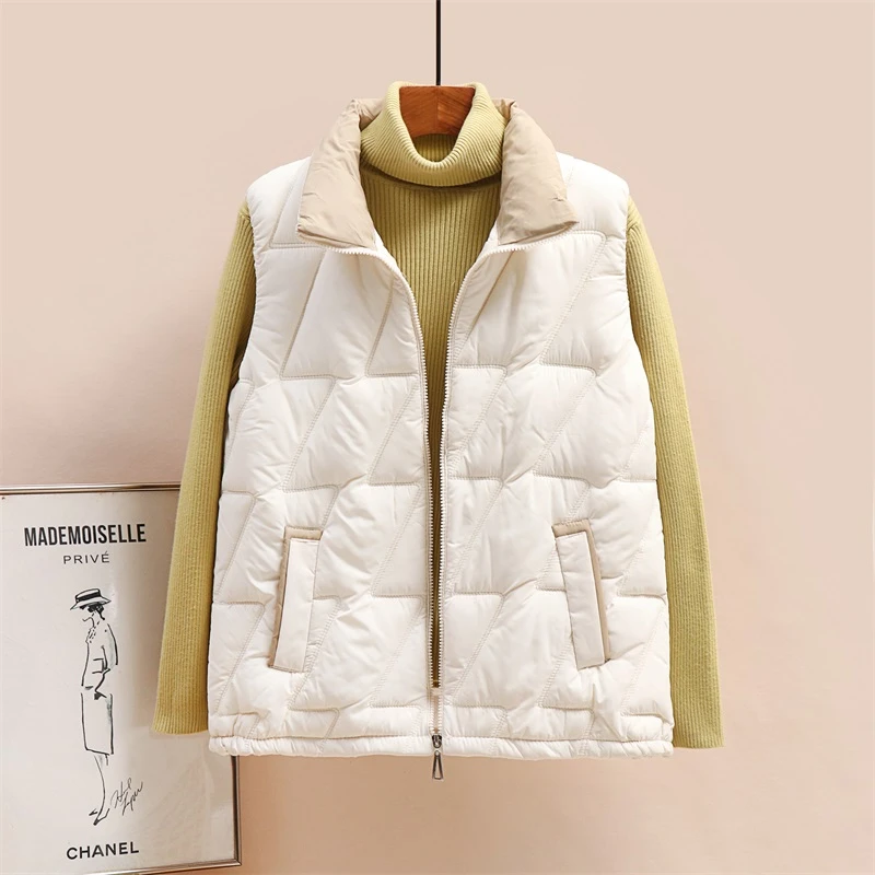 新款棉马甲新潮时尚简约别致立体裁剪外穿休闲百搭立领保暖马夹