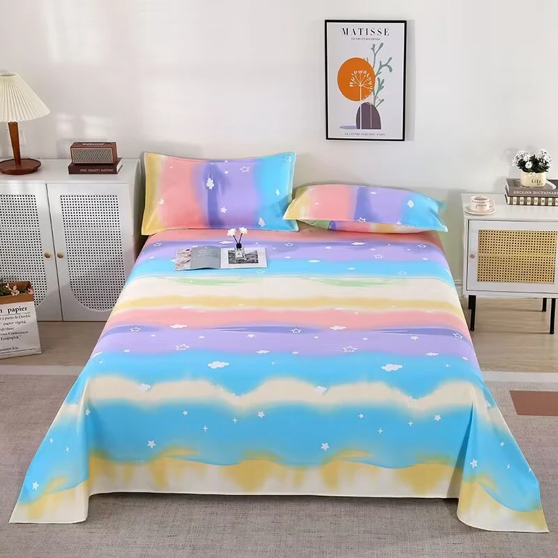 加厚纯老粗布床单件单人双人被褥单四季通用棉三件套学生宿舍