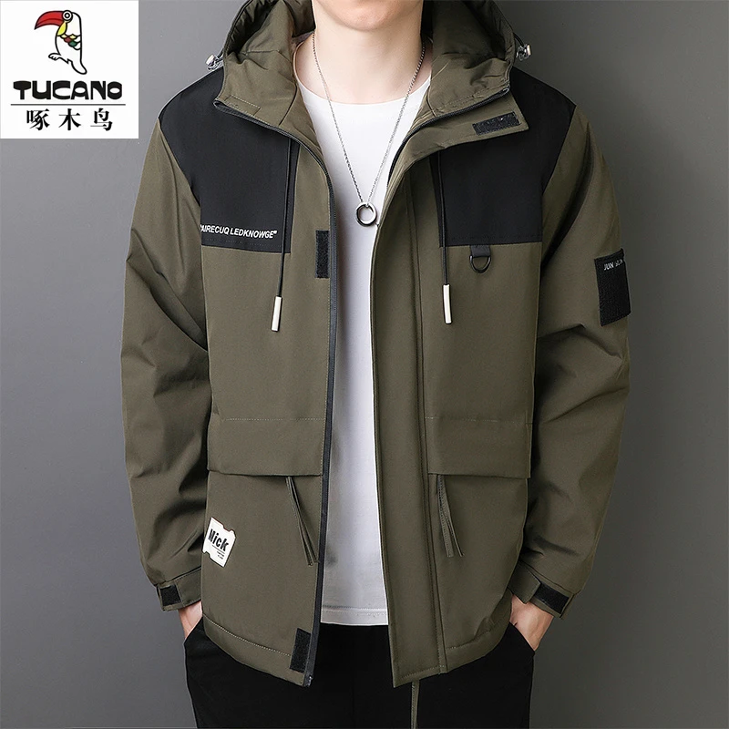 啄木鳥工装外套男士春秋季连帽上衣服大码春装秋冬款休闲防风夹克
