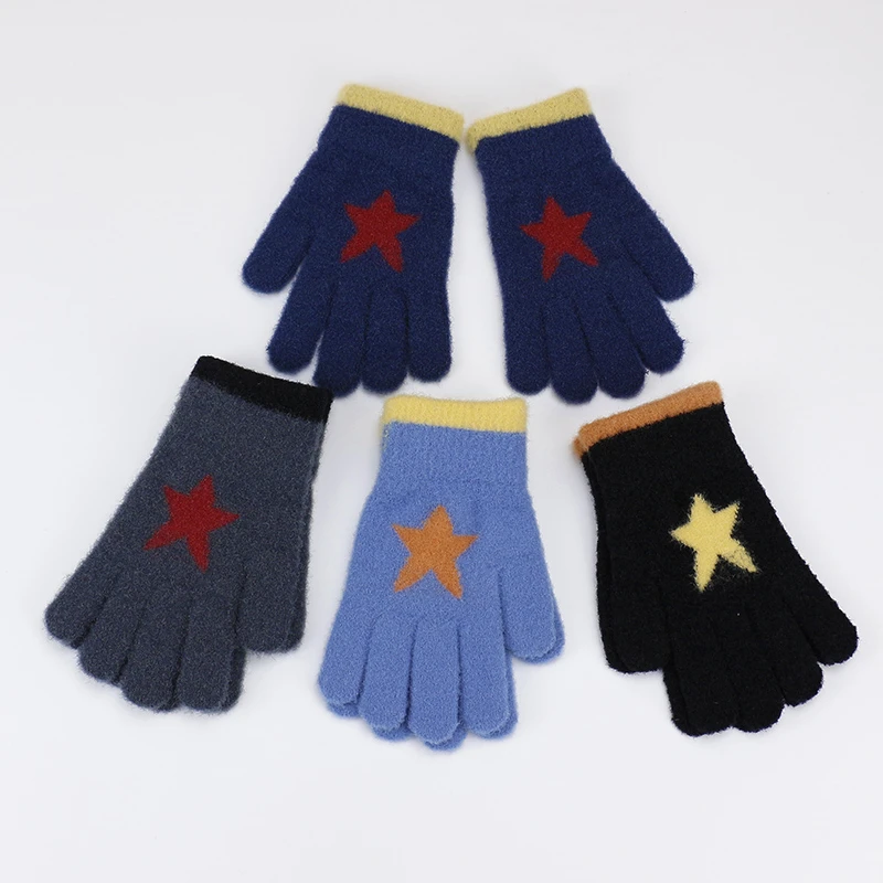 儿童手套加绒加厚保暖手套冬季防寒小孩学生中大童五指手套男童潮