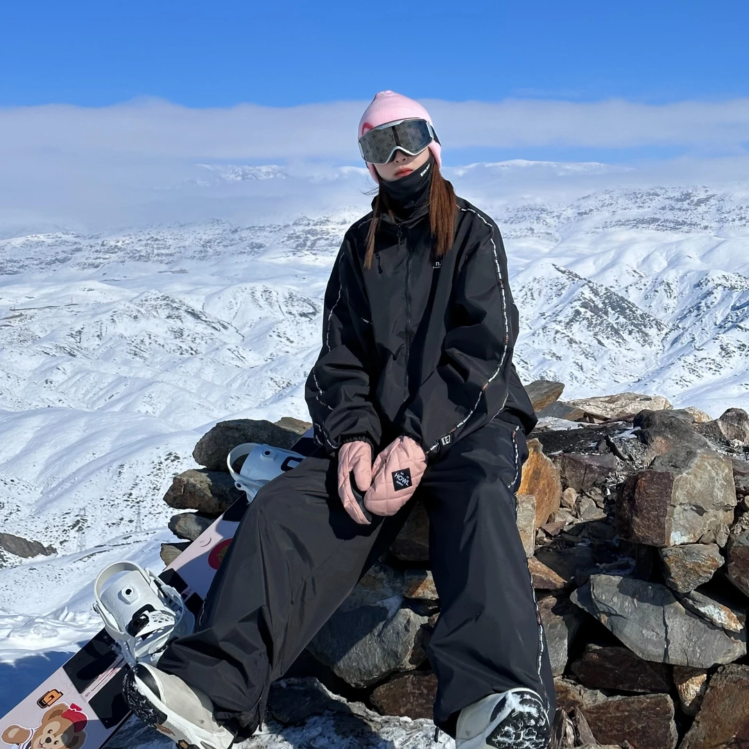 NIS雪服 2023新款滑雪套装女单板双板黑白外套裤男防水保暖滑雪裤