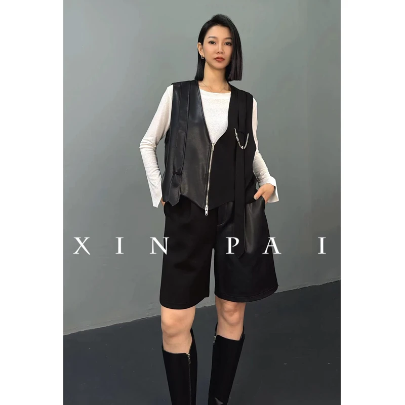 AB面小个子西装马甲外套女秋新款宽松小众设计感坎肩马夹背心8009