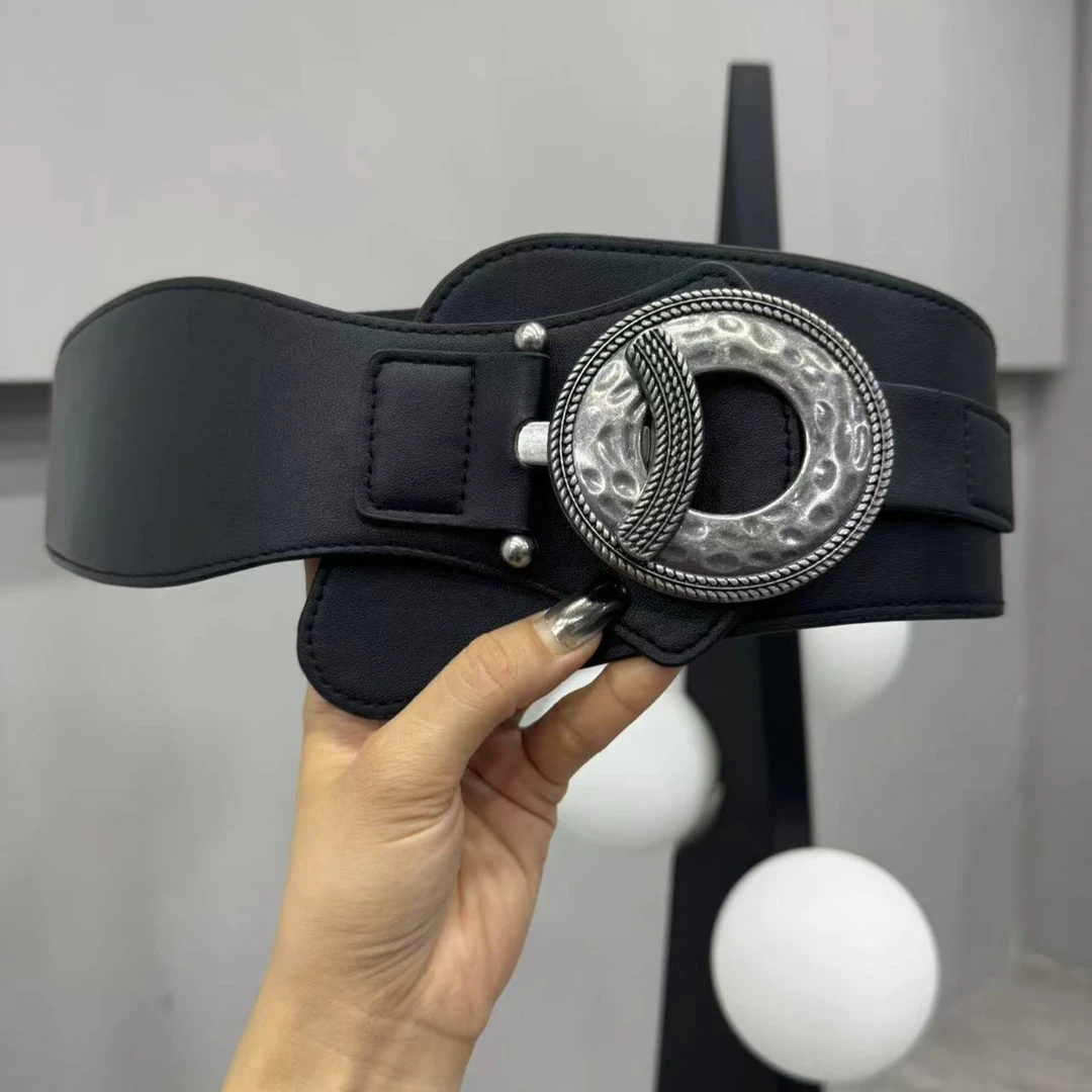 欧美超宽斜搭宽腰封搭配连衣裙衬衫百搭装饰腰带复古松紧束腰皮带