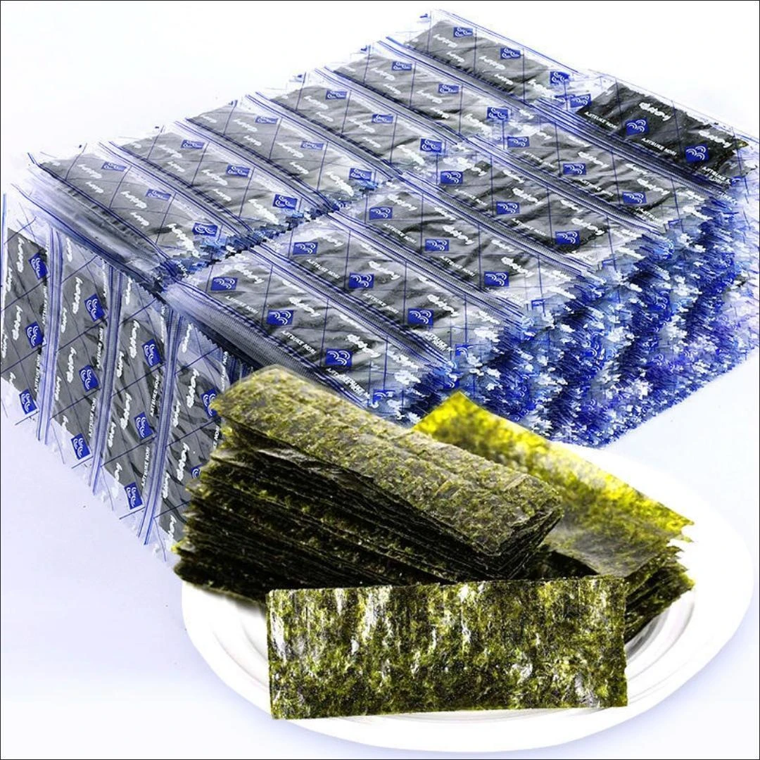 网红即食海苔片 原味烤紫菜寿司休闲零食每袋两片装儿童油炸开袋