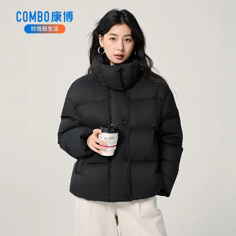 【南瓜定制】COMBO康博针织领时尚宽松泡芙短款女士鸭绒羽绒服1021
