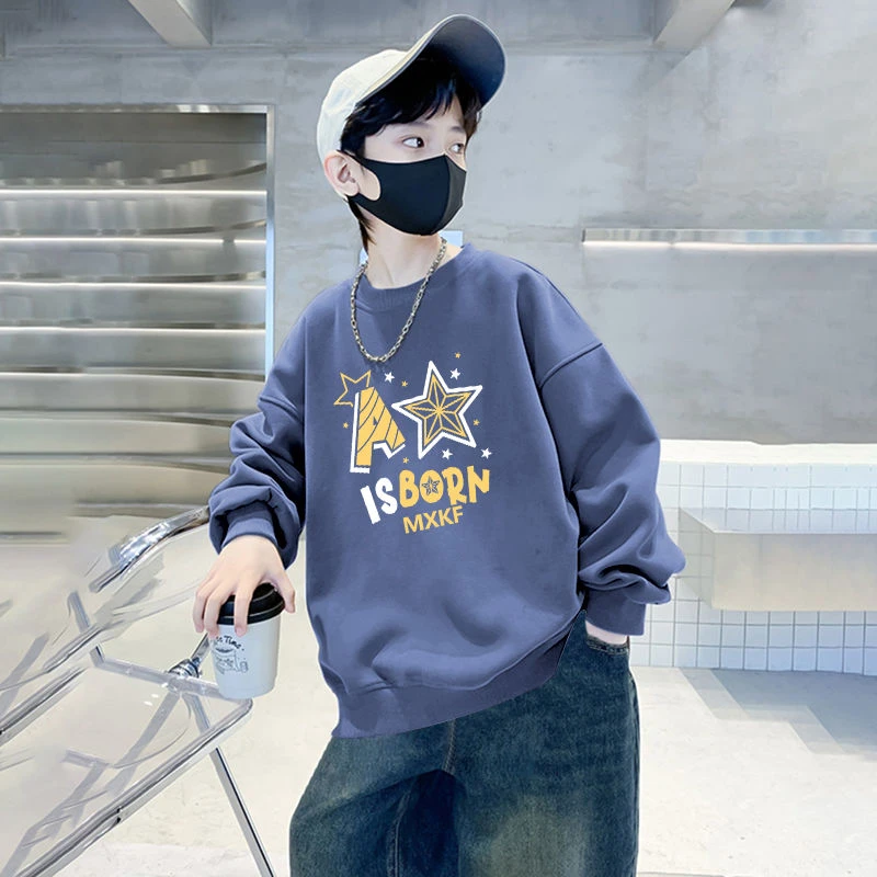 贝尔熊儿童装男童卫衣秋冬加绒2024新款中大童男孩韩版上衣