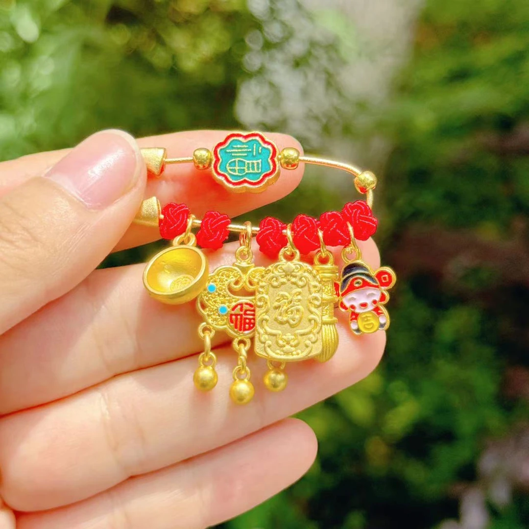 合金胸针 【福宝别针】宝宝别惊 孕妇可戴 福气满满新中式别针 9017