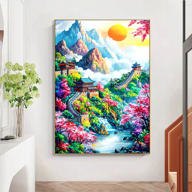 日照金山长城版2024新款十字绣大格55颜色60*80cm(裸包无针)