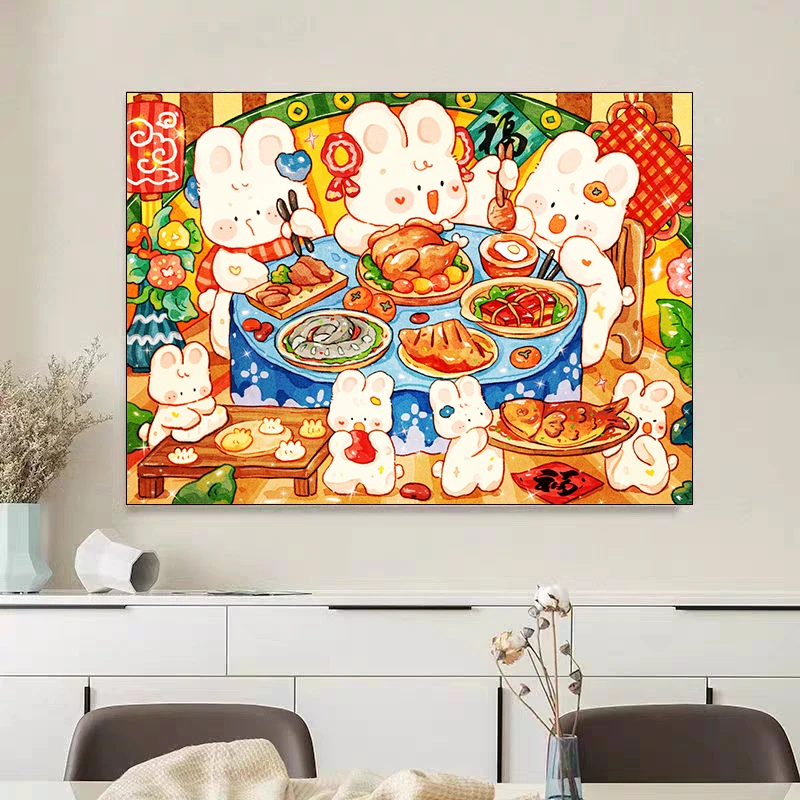 【小白定制】美食盛宴2025新款十字绣满绣57颜色手工绣(裸包无针)