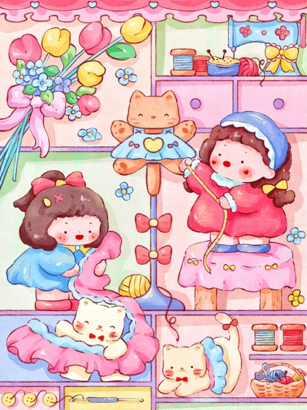 手工女孩十字绣 60*80 大格四股满绣 46色