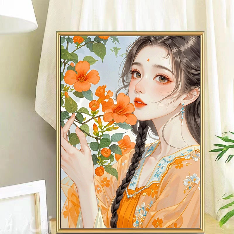 凌霄女孩2024新款十字绣大格61色60*80cm（裸包无针）