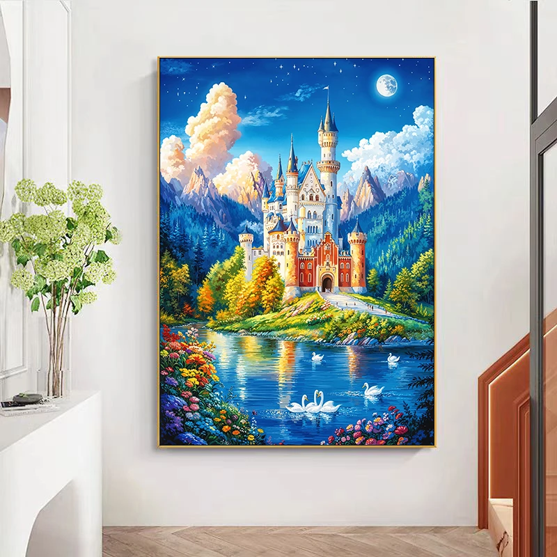 【小白定制】浪漫天鹅湖2024新款十字绣大格51颜色手工绣(裸包无针)