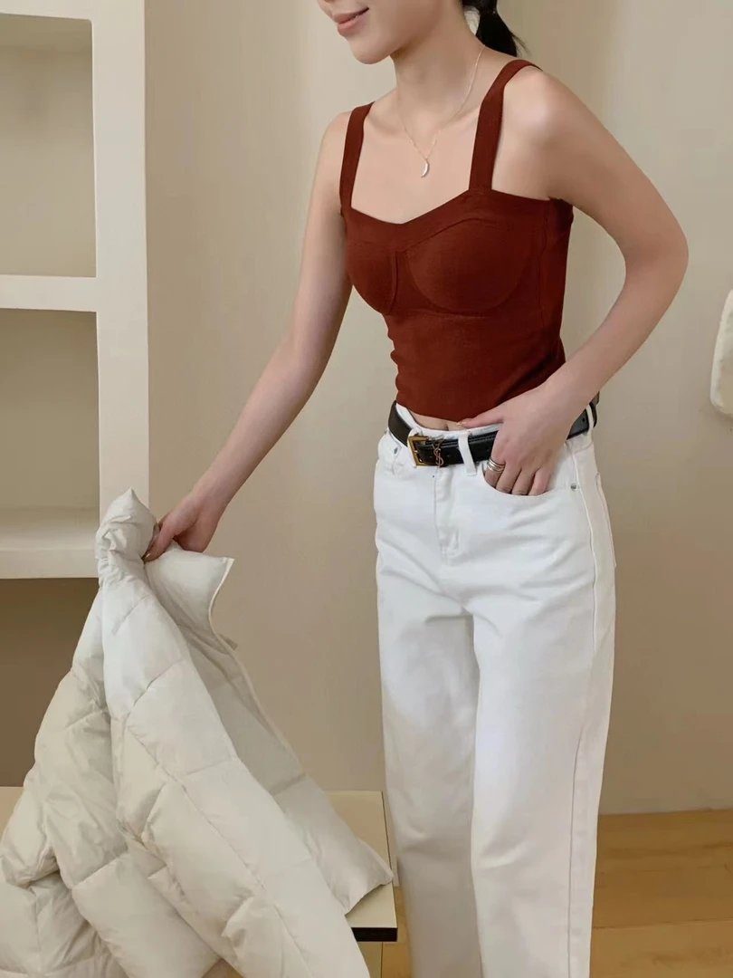 【济州岛】宽肩带胸垫抹胸背心美背内衣 泡菜国